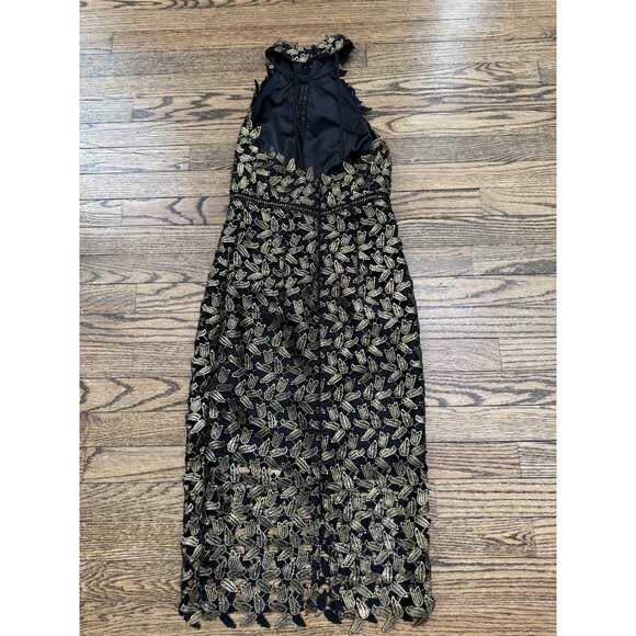 Bardot Gold Gemma Leaf Halter Lace Sheath Night Out Dress Size 4 - Picture 8 of 9